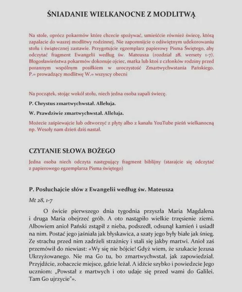 Jaką modlitwę warto odmówić przy stole wielkanocnym?
