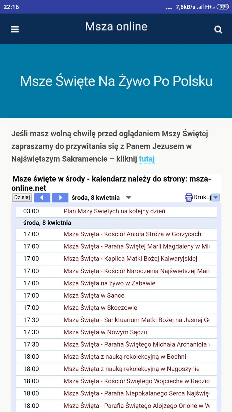 Zamawianie mszy przez internet